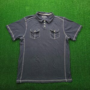 Buckle‎ Black Polo Shirt Mens XL Navy Blue Short Sleeve Slim Double Front Pocket